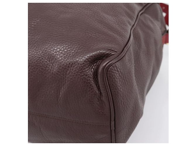 Bolsa de mão LOEWE em couro 2way Bordeaux tom dourado Auth bs37128A - vista 9