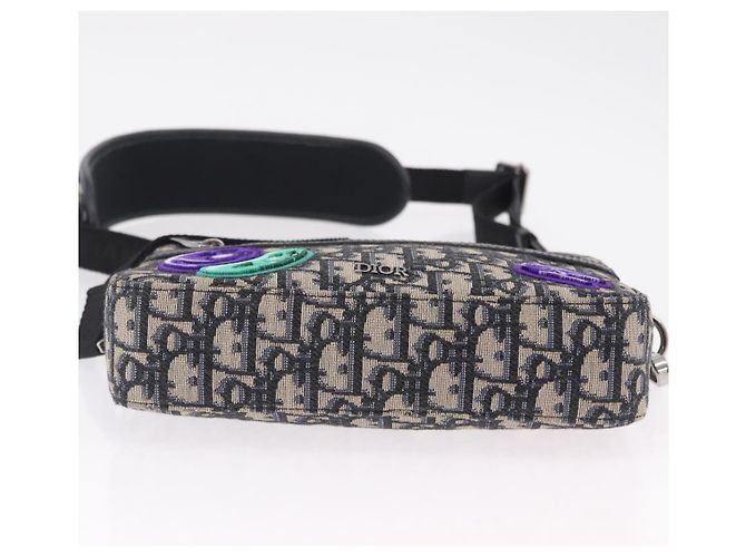 Borsa Safari Christian Dior Trotter Canvas Jacquard Navy Silver Auth 203107SAM Argento Blu navy - vista 13