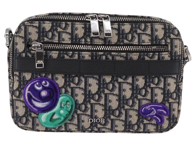 Borsa Safari Christian Dior Trotter Canvas Jacquard Navy Silver Auth 203107SAM Argento Blu navy - vista 2