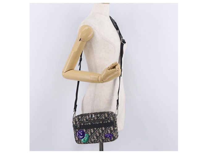 Borsa Safari Christian Dior Trotter Canvas Jacquard Navy Silver Auth 203107SAM Argento Blu navy - vista 29