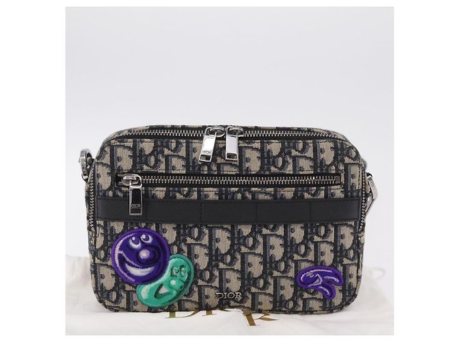 Borsa Safari Christian Dior Trotter Canvas Jacquard Navy Silver Auth 203107SAM Argento Blu navy - vista 30