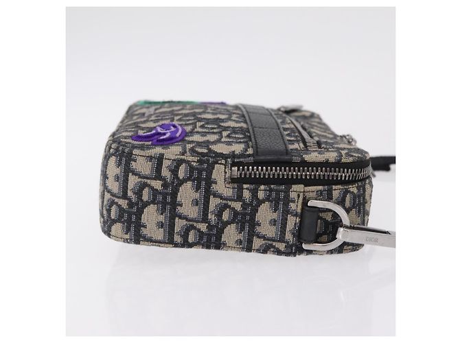 Borsa Safari Christian Dior Trotter Canvas Jacquard Navy Silver Auth 203107SAM Argento Blu navy - vista 4