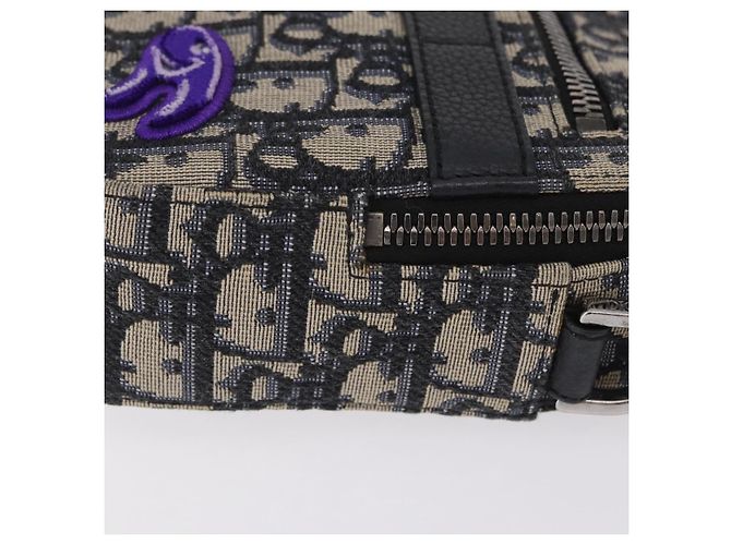 Borsa Safari Christian Dior Trotter Canvas Jacquard Navy Silver Auth 203107SAM Argento Blu navy - vista 5