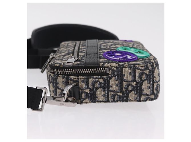 Borsa Safari Christian Dior Trotter Canvas Jacquard Navy Silver Auth 203107SAM Argento Blu navy - vista 6