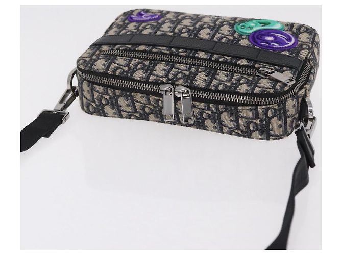 Borsa Safari Christian Dior Trotter Canvas Jacquard Navy Silver Auth 203107SAM Argento Blu navy - vista 7