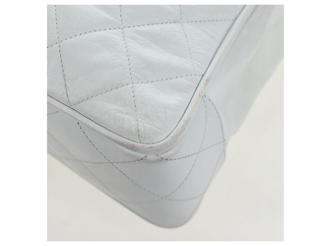 Borsa a tracolla CHANEL Matelasse con catena in pelle d'agnello Bianco Gold CC Auth bs37211 D'oro - vista 14