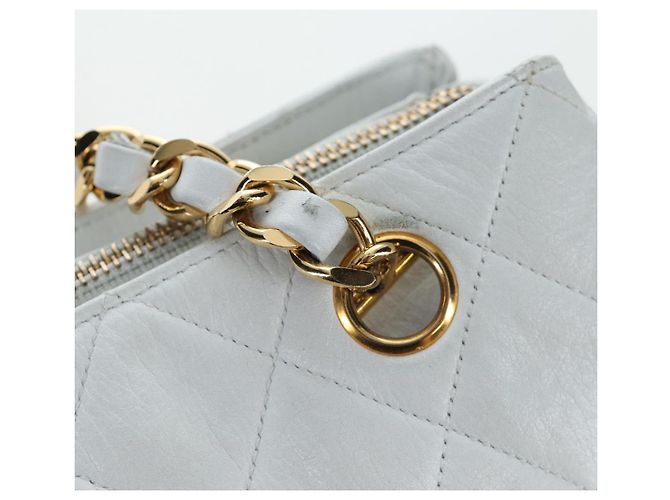 Borsa a tracolla CHANEL Matelasse con catena in pelle d'agnello Bianco Gold CC Auth bs37211 D'oro - vista 15