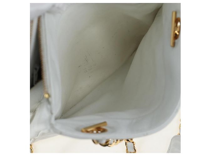 Borsa a tracolla CHANEL Matelasse con catena in pelle d'agnello Bianco Gold CC Auth bs37211 D'oro - vista 19