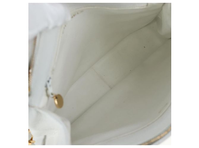 Borsa a tracolla CHANEL Matelasse con catena in pelle d'agnello Bianco Gold CC Auth bs37211 D'oro - vista 22