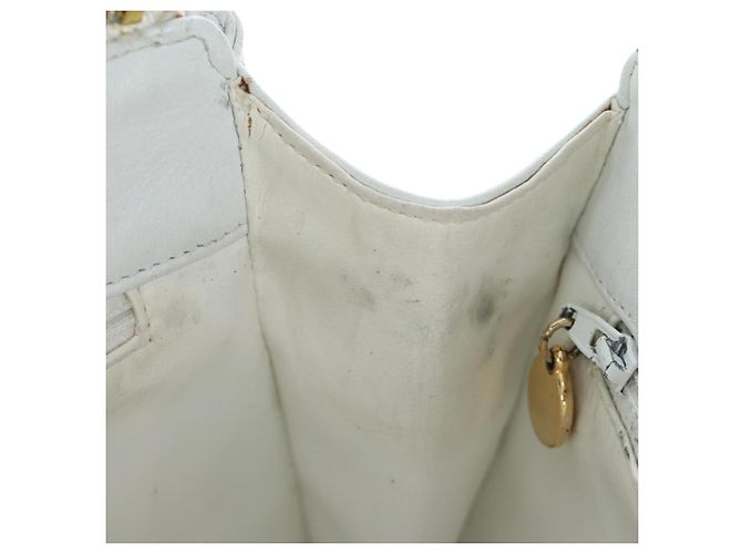Borsa a tracolla CHANEL Matelasse con catena in pelle d'agnello Bianco Gold CC Auth bs37211 D'oro - vista 25