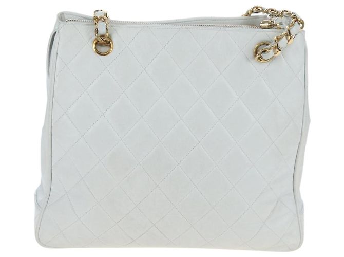 Borsa a tracolla CHANEL Matelasse con catena in pelle d'agnello Bianco Gold CC Auth bs37211 D'oro - vista 3