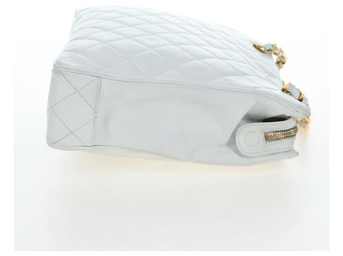 Borsa a tracolla CHANEL Matelasse con catena in pelle d'agnello Bianco Gold CC Auth bs37211 D'oro - vista 5