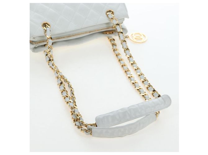 Borsa a tracolla CHANEL Matelasse con catena in pelle d'agnello Bianco Gold CC Auth bs37211 D'oro - vista 7