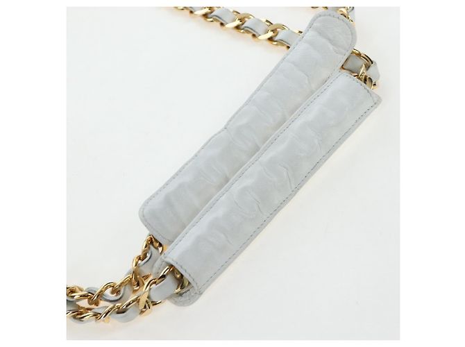 Borsa a tracolla CHANEL Matelasse con catena in pelle d'agnello Bianco Gold CC Auth bs37211 D'oro - vista 8