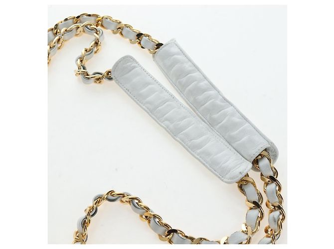 Borsa a tracolla CHANEL Matelasse con catena in pelle d'agnello Bianco Gold CC Auth bs37211 D'oro - vista 9