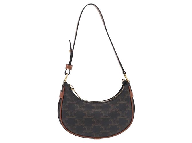 Céline CELINE Triomphe Mini Ava Pouch PVC Black Gold Auth 202524M Schwarz Golden - Ansicht 13