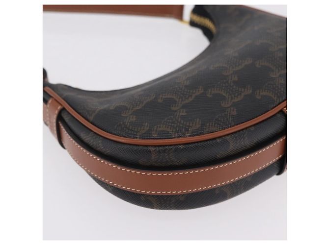 Céline CELINE Triomphe Mini Ava Pouch PVC Black Gold Auth 202524M Schwarz Golden - Ansicht 14