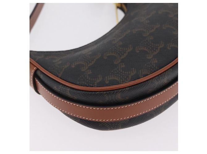Céline CELINE Triomphe Mini Ava Pouch PVC Black Gold Auth 202524M Schwarz Golden - Ansicht 16