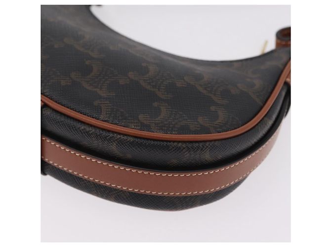 Céline CELINE Triomphe Mini Ava Pouch PVC Black Gold Auth 202524M Schwarz Golden - Ansicht 17