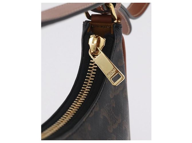 Céline CELINE Triomphe Mini Ava Pouch PVC Black Gold Auth 202524M Schwarz Golden - Ansicht 18
