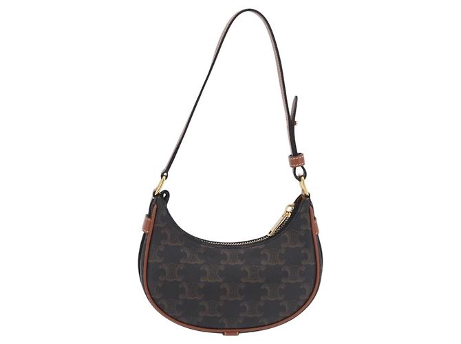 Céline CELINE Triomphe Mini Ava Pouch PVC Black Gold Auth 202524M Schwarz Golden - Ansicht 2