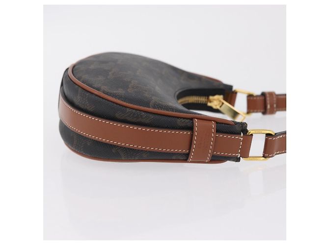 Céline CELINE Triomphe Mini Ava Pouch PVC Black Gold Auth 202524M Schwarz Golden - Ansicht 3