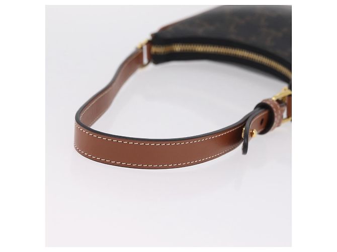 Céline CELINE Triomphe Mini Ava Pouch PVC Black Gold Auth 202524M Schwarz Golden - Ansicht 7
