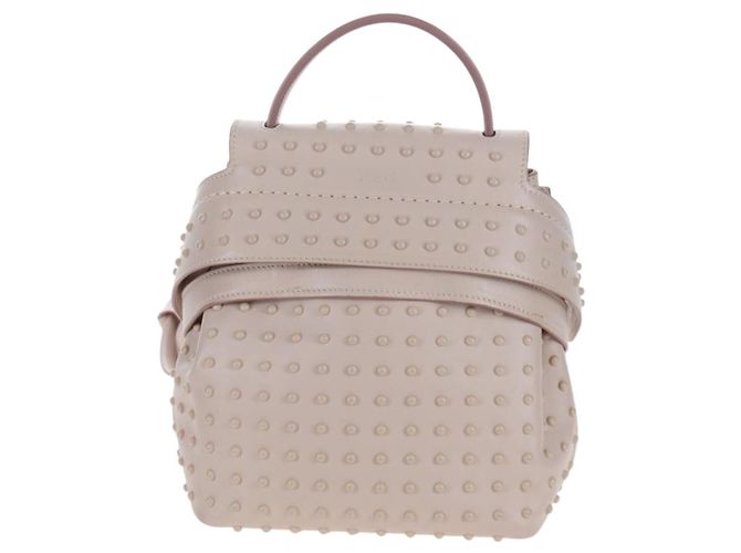 Zaino TOD'S Wave Line in pelle Rosa Argento Auth BA15794A - vista 13