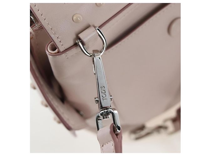 Zaino TOD'S Wave Line in pelle Rosa Argento Auth BA15794A - vista 16
