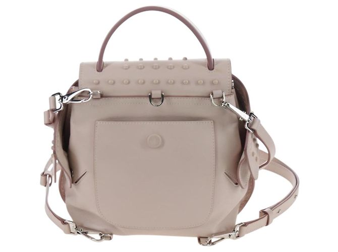 Zaino TOD'S Wave Line in pelle Rosa Argento Auth BA15794A - vista 2