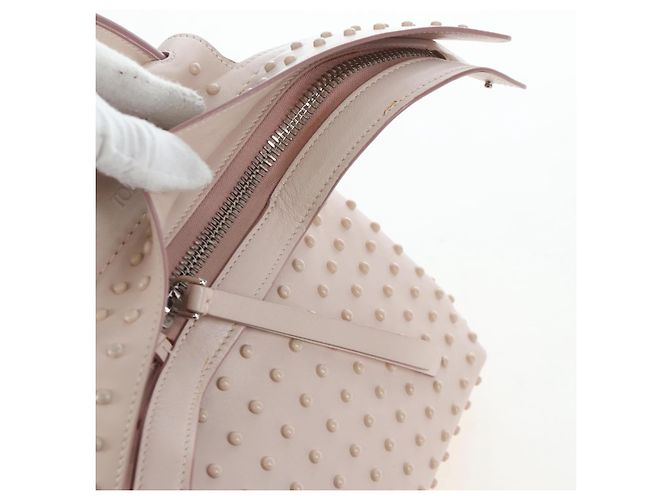 Zaino TOD'S Wave Line in pelle Rosa Argento Auth BA15794A - vista 24