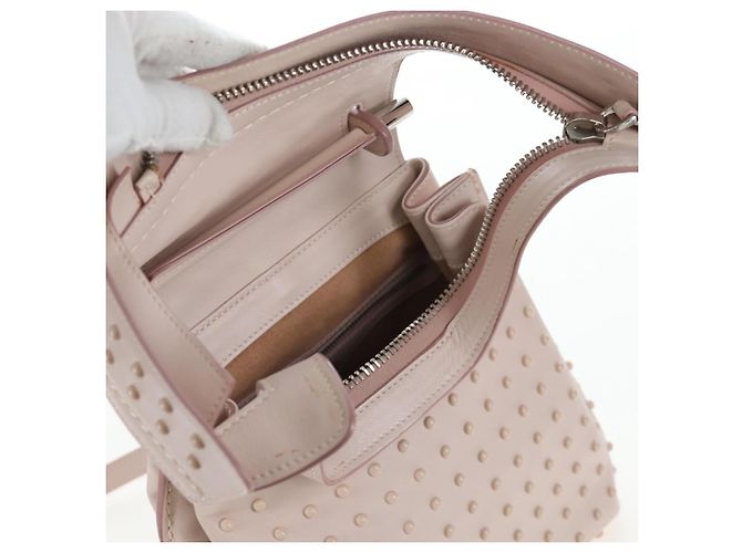 Zaino TOD'S Wave Line in pelle Rosa Argento Auth BA15794A - vista 25