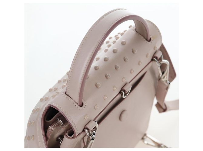 Zaino TOD'S Wave Line in pelle Rosa Argento Auth BA15794A - vista 7