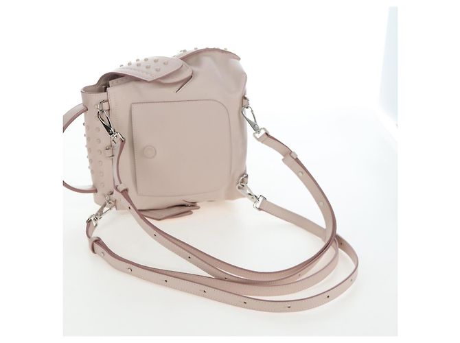 Zaino TOD'S Wave Line in pelle Rosa Argento Auth BA15794A - vista 9