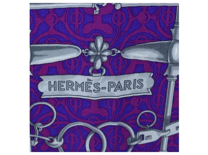 Hermès HERMES Carre 140 Schal Cashmere Navy Purple Auth ar14266M Lila Marineblau - Ansicht 11