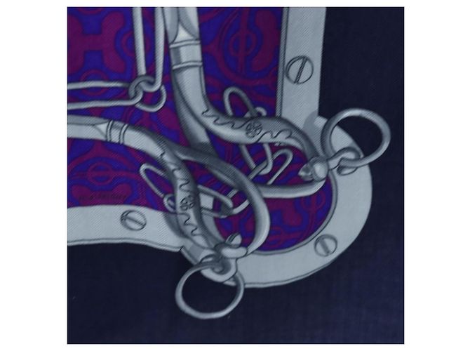 Hermès HERMES Carre 140 Schal Cashmere Navy Purple Auth ar14266M Lila Marineblau - Ansicht 12