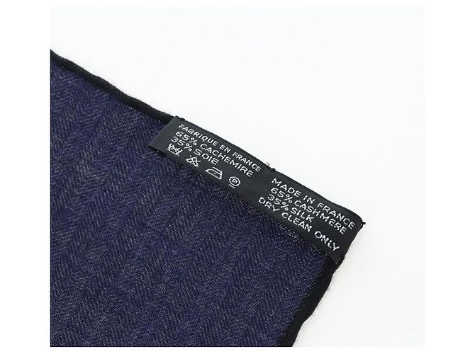 Hermès HERMES Carre 140 Schal Cashmere Navy Purple Auth ar14266M Lila Marineblau - Ansicht 13