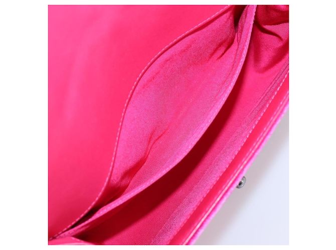 Borsa a tracolla con catena CHANEL Matelasse Boy Chanel Velluto Rosa Argento CC Auth 206259M - vista 20