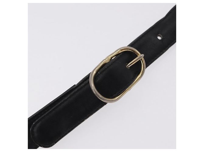 Bolsa de Ombro GUCCI Web Sherry Line em Couro Preto e Dourado Auth 206101 - vista 12