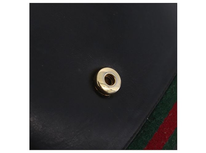 Bolsa de Ombro GUCCI Web Sherry Line em Couro Preto e Dourado Auth 206101 - vista 22