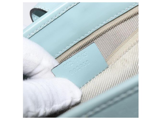 Borsa GUCCI Micro Guccissima Jackie PVC Pelle Azzurro 002 1065 Auth ep16106 D'oro Blu chiaro - vista 24