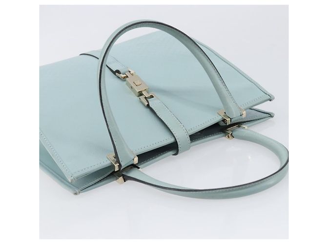 Borsa GUCCI Micro Guccissima Jackie PVC Pelle Azzurro 002 1065 Auth ep16106 D'oro Blu chiaro - vista 7