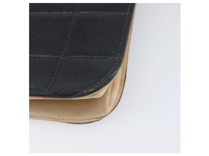 Borsa a pochette CHANEL Choco Bar in pelle d'agnello nera e oro CC Auth 206033V Nero D'oro - vista 13