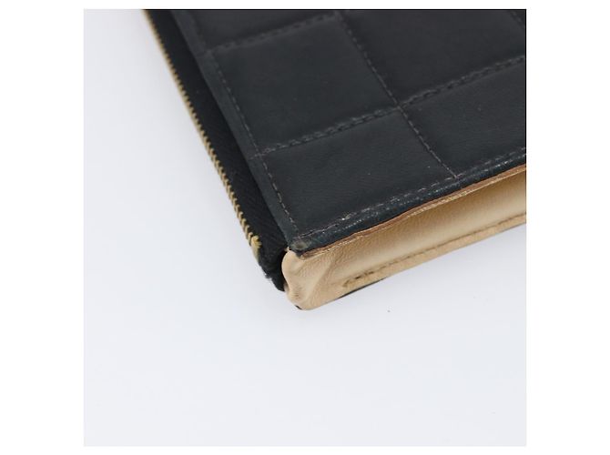 Borsa a pochette CHANEL Choco Bar in pelle d'agnello nera e oro CC Auth 206033V Nero D'oro - vista 14