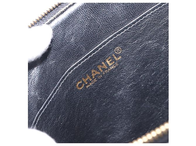 Borsa a pochette CHANEL Choco Bar in pelle d'agnello nera e oro CC Auth 206033V Nero D'oro - vista 17