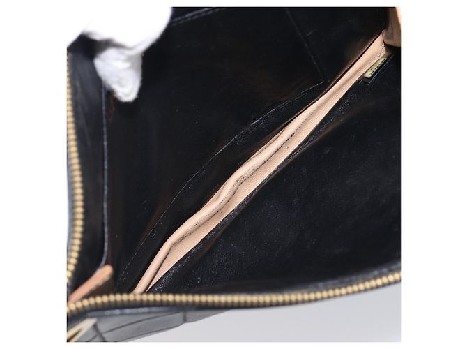 Borsa a pochette CHANEL Choco Bar in pelle d'agnello nera e oro CC Auth 206033V Nero D'oro - vista 18
