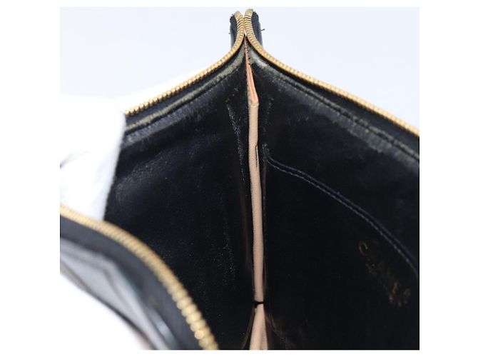 Borsa a pochette CHANEL Choco Bar in pelle d'agnello nera e oro CC Auth 206033V Nero D'oro - vista 20
