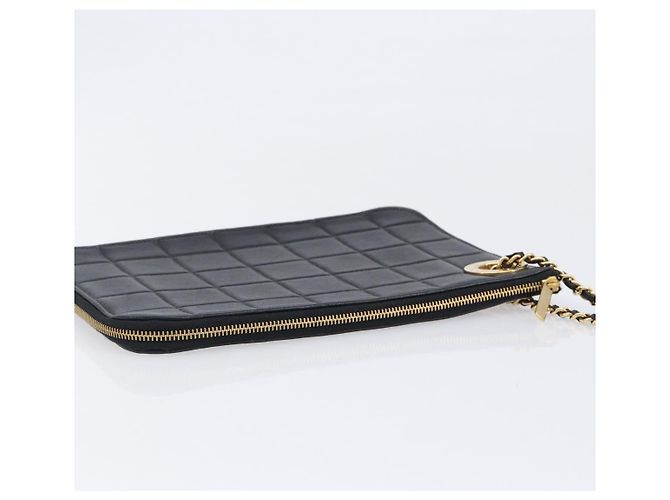 Borsa a pochette CHANEL Choco Bar in pelle d'agnello nera e oro CC Auth 206033V Nero D'oro - vista 6