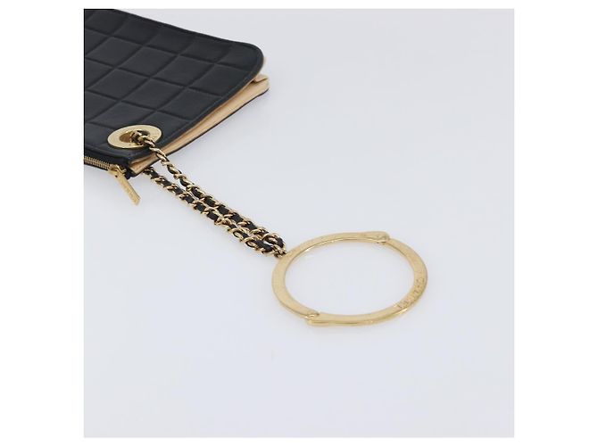 Borsa a pochette CHANEL Choco Bar in pelle d'agnello nera e oro CC Auth 206033V Nero D'oro - vista 7