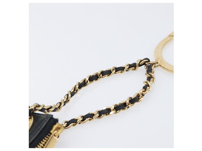 Borsa a pochette CHANEL Choco Bar in pelle d'agnello nera e oro CC Auth 206033V Nero D'oro - vista 8